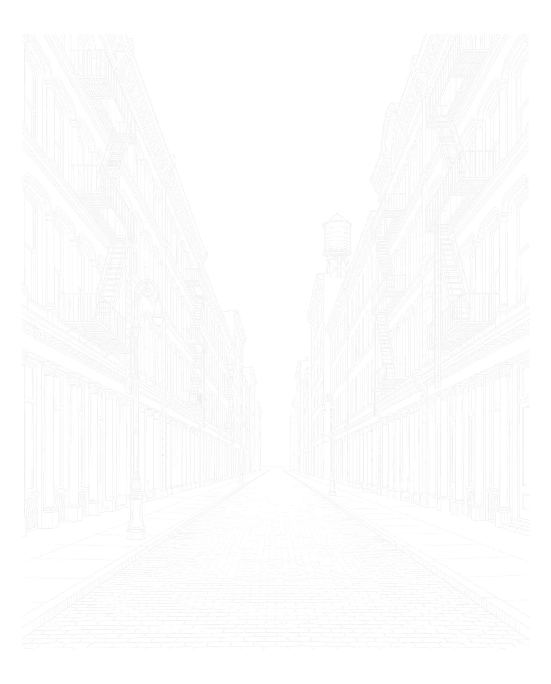 Line drawing of a New York street